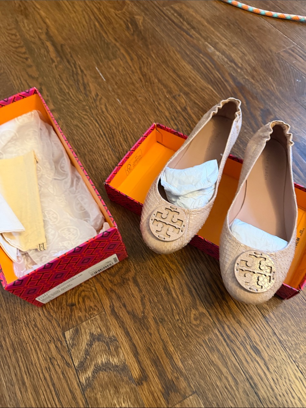 Tory Burch Blush Pink Logo Ballet Flats
